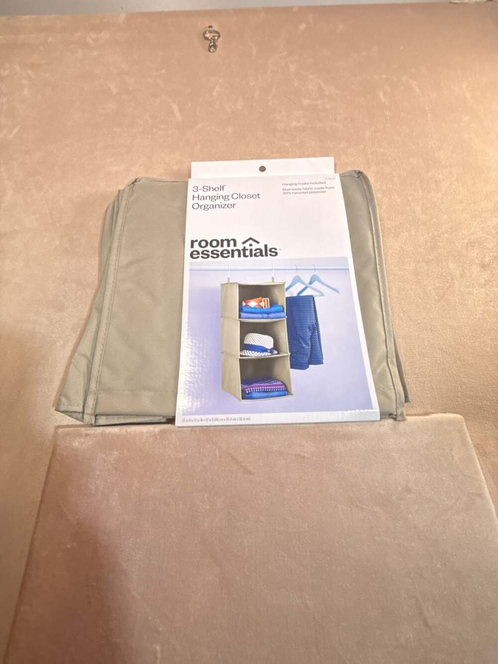 Room Essentials 3-Shelf Hanging Closet Organizer Tan